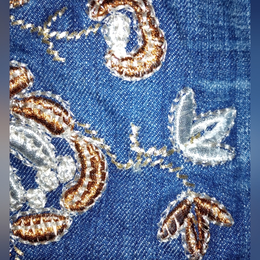 NWOT SEXY BLUE JEANS Gorgeous Embroidered Flower Accents VENEZIA 14 99% Cotton - Picture 14 of 16